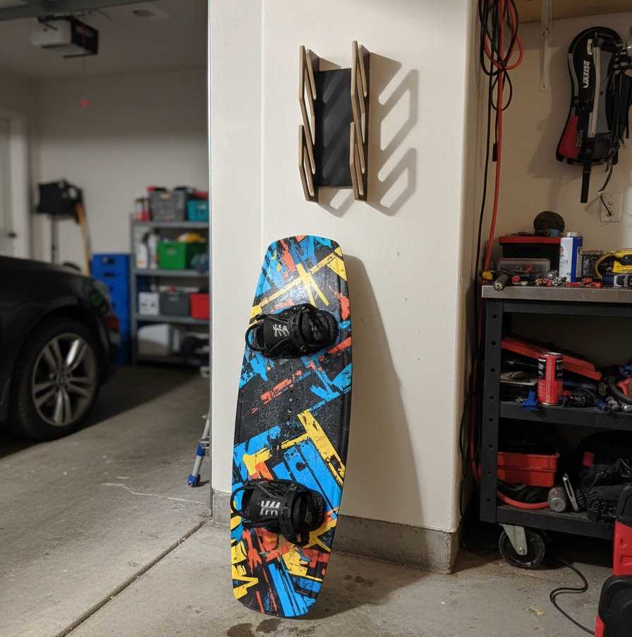 Support mural noir pour 2 wakeboards