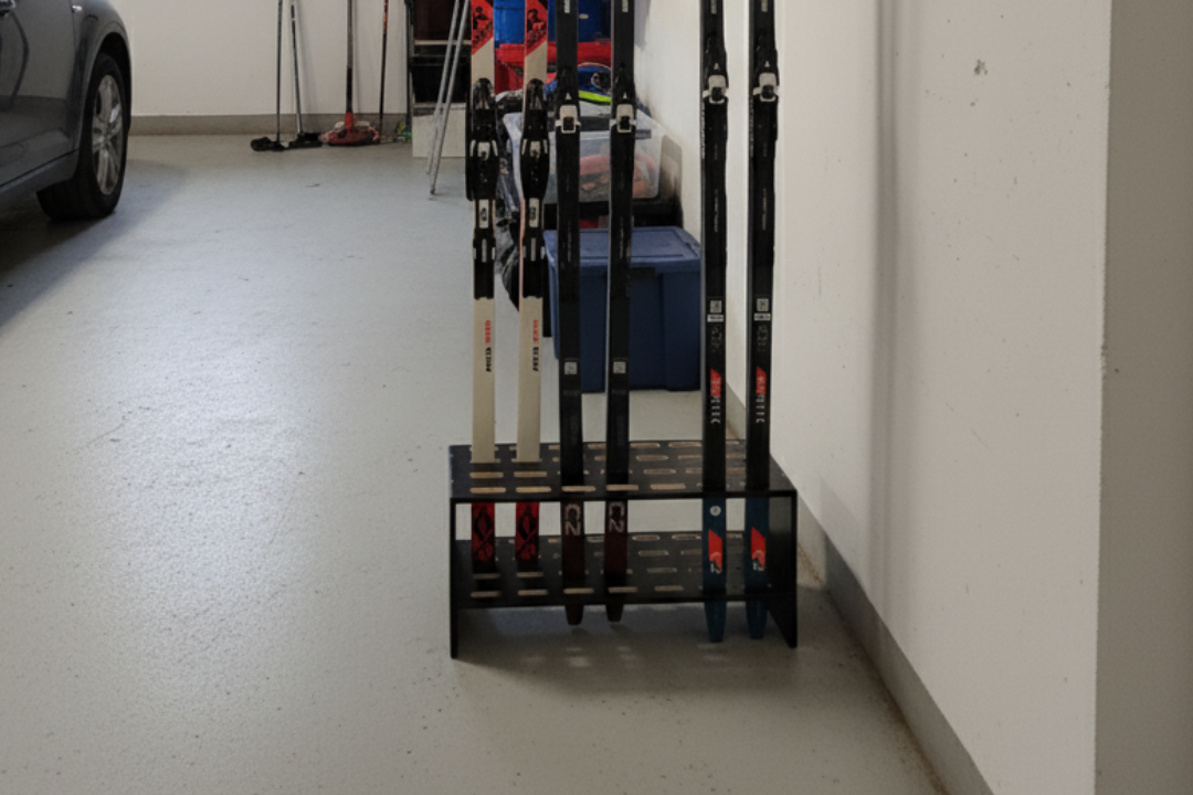 Porte-skis en bois pour 14 paires de skis de fond