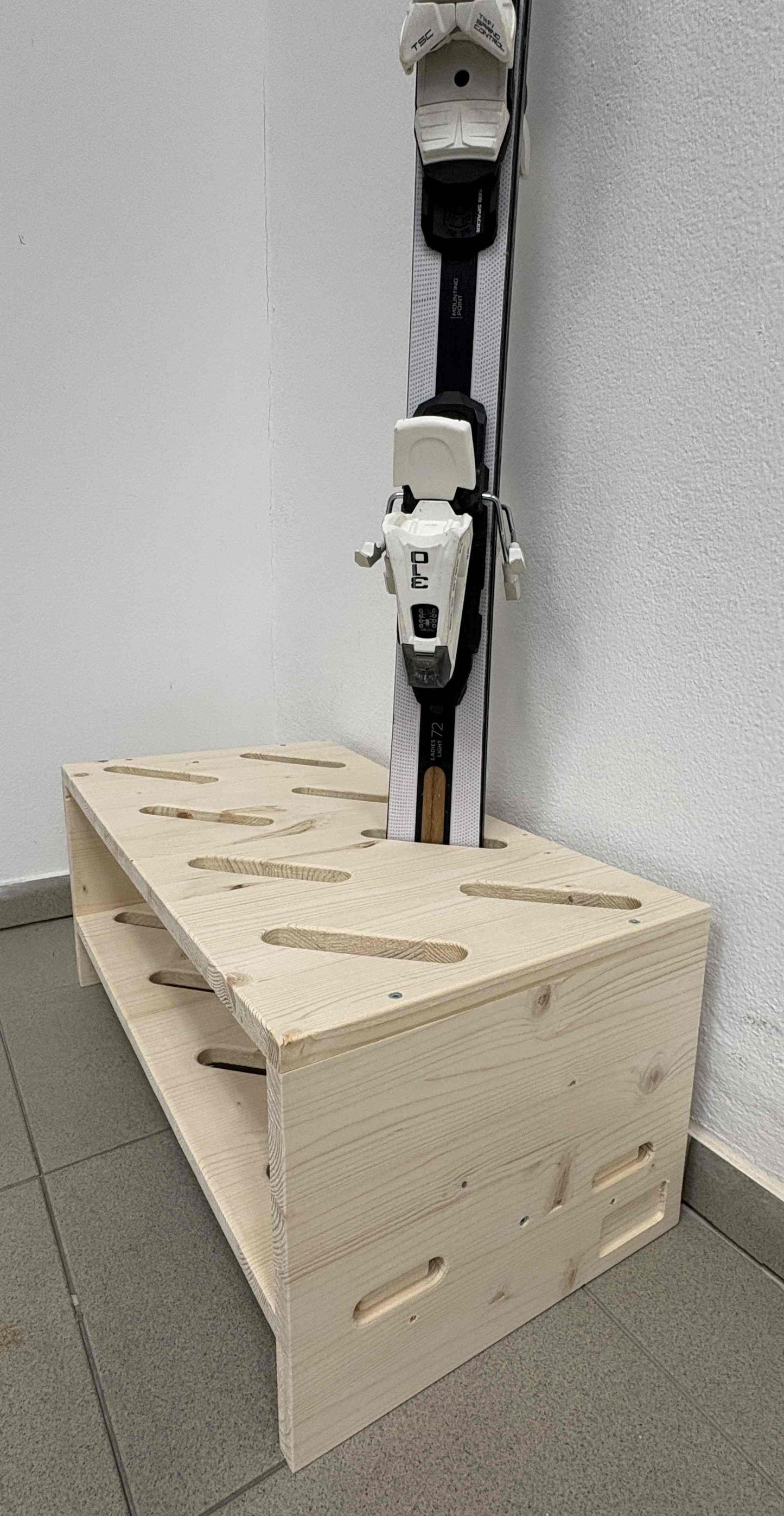 Porte-skis en bois - 8 paires - Naturel