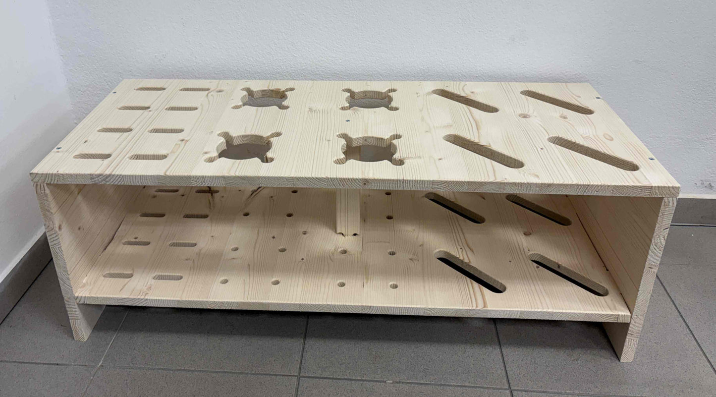 Porte-skis, ski de fond et bâton combiné en bois - Naturel