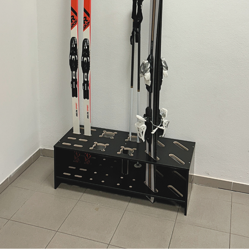 Porte-skis, ski de fond et bâton combiné en bois